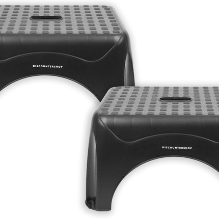 Opstapkrukje Max. belastbaar gewicht 150 KG Opstapkrukje 2 stuks in de verpakking - opstapje/trappetje zwart met anti-slip -150 kg - oppervlak 45 x 31.5 cm