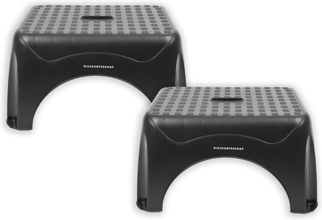 Opstapkrukje Max. belastbaar gewicht 150 KG Opstapkrukje 2 stuks in de verpakking - opstapje/trappetje zwart met anti-slip -150 kg - oppervlak 45 x 31.5 cm