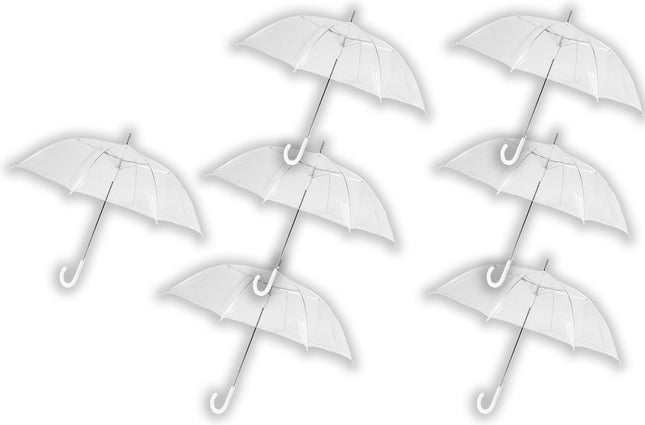 Koepelparaplu Transparant 100 cm - 7 stuks Doorzichtige Paraplu - Stevige Damesparaplu voor Regen & Sneeuw - Windproof