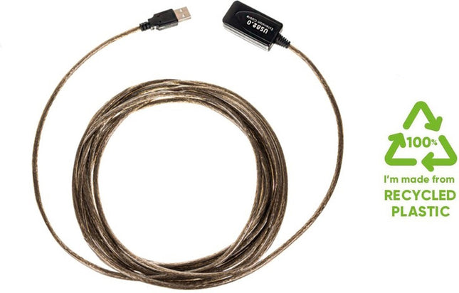 Discountershop® USB verlengkabel - USB2.0 - 10 meter snelheden tot 480 Mbit/s actieve USB2.0 poort die minimaal 500 mA