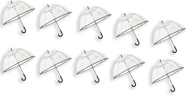 10 Stuks Transparante Koepelparaplu 85 cm - Doorzichtige Paraplu voor Dames & Heren - Bruidsparaplu voor Regen