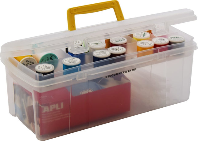 Opbergkoffer -Transportkoffer -viskoffer - gereedschapskist -2 laag| gereedschapskist - Naaidoos| naaibox transparant|5 liter 36x15x14 cm
