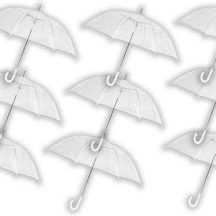 Paraplu Transparant Groot 100 cm - Goedkope Paraplu Set van 9 - Trouwparaplu voor Regen & Sneeuw - Windbestendig