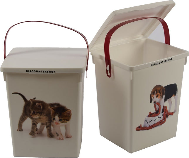 2 stuks Voedselcontainer Kattenbak en hondenbak-4liter - Kattencontainer - Katten- honden -Dierenvoederbox