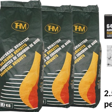 4X houtskoolbriketten van 2.5 KG - 4 zakken houtskoolbriketten - Barbecue - BBQ - 4 Stuks - Totaal 10 KG
