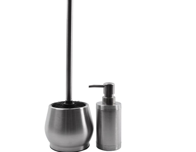  Toiletborstel RVS met Zeepdispenser - Wcborstel Rvs - RVS Toiletborstel in houder - Toiletborstelhouder - Wc borstel