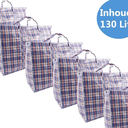 Discountershop® XXXL opbergtas 130 liter met rits – Jumbo shoppers met rits 6 stuks - opbergtas