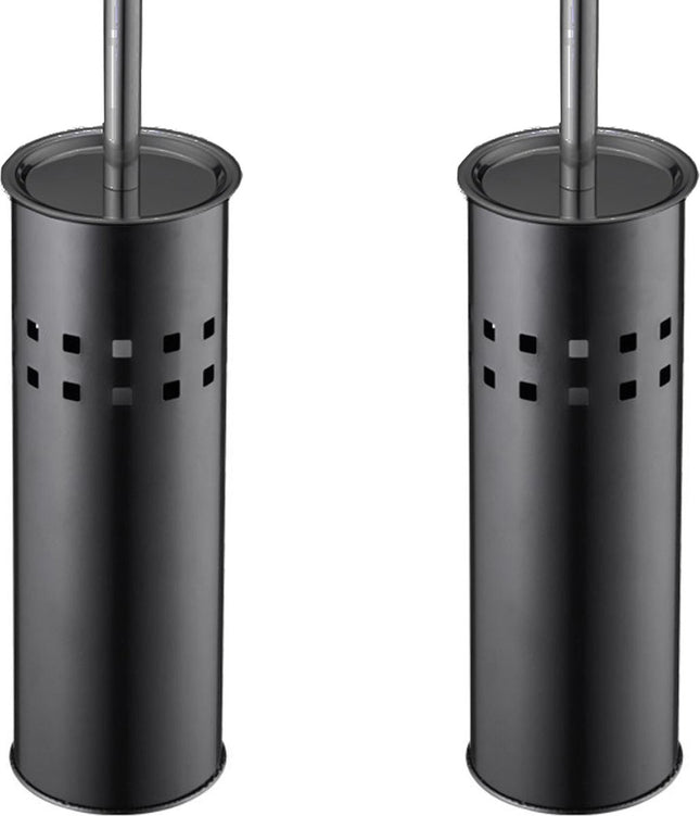 2 Stuks Toiletborstel RVS - Wcborstel Rvs - RVS Toiletborstel in houder - Toiletborstelhouder - Wc borstel - Toiletborstel zwart