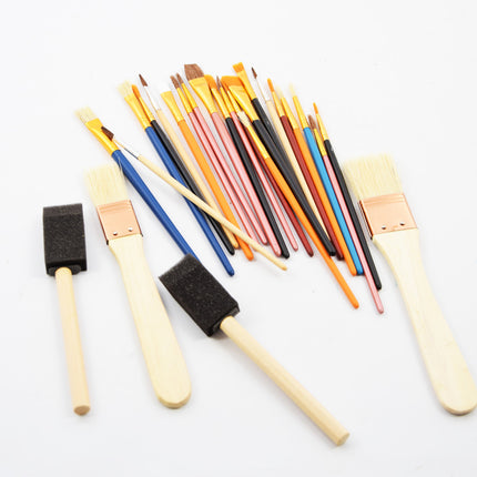 Spons Schilderskwast - Painting Brush Set - Schilderen verf kwasten 25 stuks- 2 x foambrush DIY