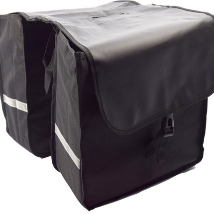 Dubbele Fietstas waterdicht met reflecterende strepen voor extra veiligheid - Fietstas- Zwart - 2x 18 Liter