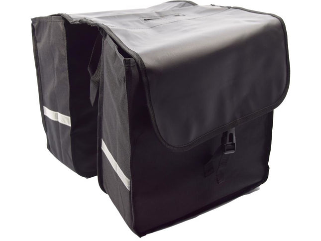 Dubbele Fietstas waterdicht met reflecterende strepen voor extra veiligheid - Fietstas- Zwart - 2x 18 Liter
