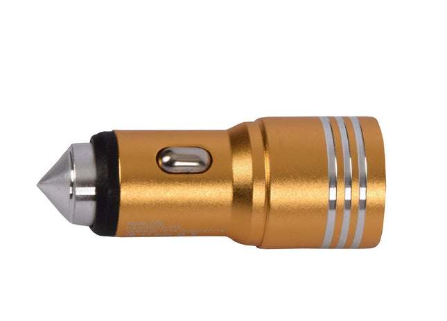 Opladers | Goud | Auto Oplader | 2 Poorten | Dubbele USB Poort | Model C08 | Snel Opladen | 5V Output – 12V AutoACCU Input