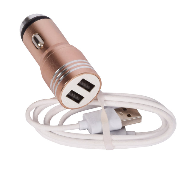 USB Autolader | Autolader | 2 Poorten | Roze | Laad Meerdere Apparaten Onderweg | Geschikt voor Apple iPad & iPhone en Meer!