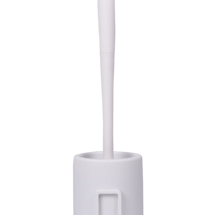 Witte WC Borstel Set Met Houder | Verticale Installatie | Kunststof WC Accessoires | 14x32x32 cm