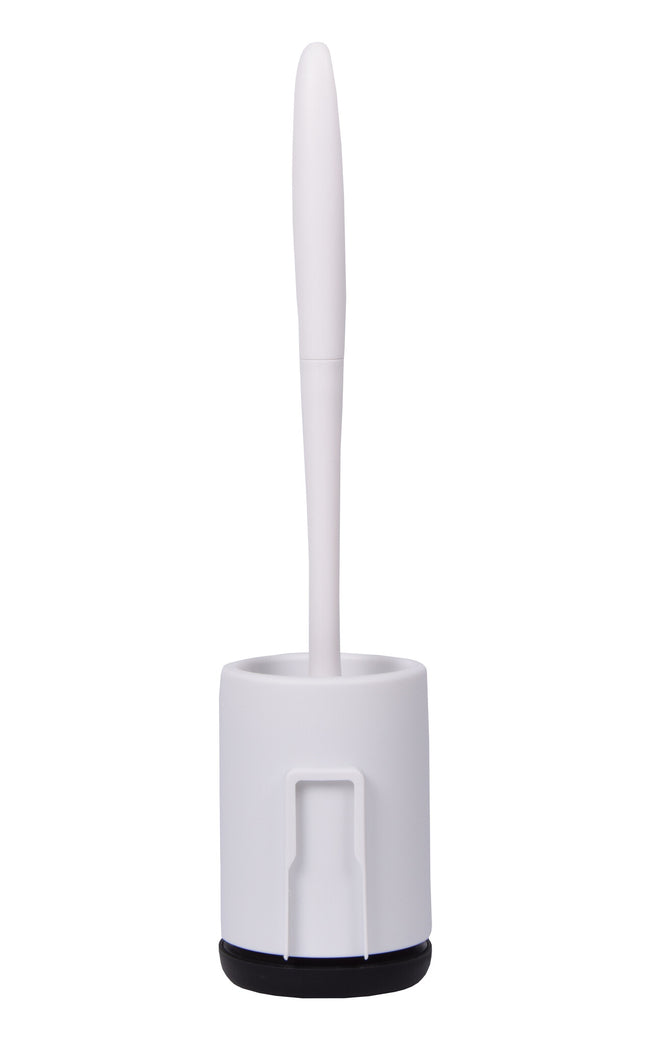 Witte WC Borstel Set Met Houder | Verticale Installatie | Kunststof WC Accessoires | 14x32x32 cm