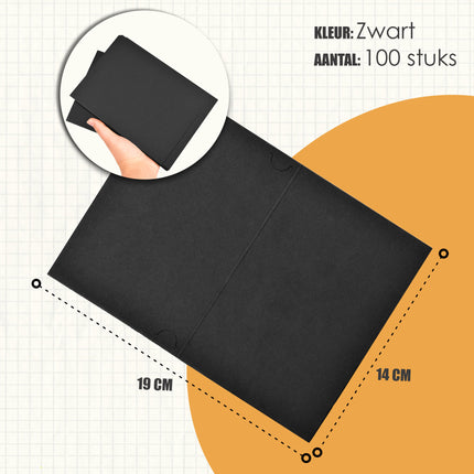 Hobby Papier | 100 Vellen Zwart | Tekenpapier | 19 x 14 cm | Scrapbook Papier | Perfect voor Kaarten Maken, Origami, Scrapbooking