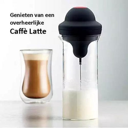 Elektrische Melkopschuimer RVS - schuimer Handmatig- Melkschuimer - Anti aankoek Glas - Melkopschuimer - Draadloos Melk Opschuimer voor Cappuccino - Latte Macchiato-BPA Vrij- Roestvrijstaal - Geschikt voor alle soorten Melk - Opschuimen en Verwarmen