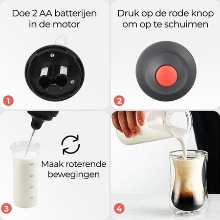 Elektrische Melkopschuimer RVS - schuimer Handmatig- Melkschuimer - Anti aankoek Glas - Melkopschuimer - Draadloos Melk Opschuimer voor Cappuccino - Latte Macchiato-BPA Vrij- Roestvrijstaal - Geschikt voor alle soorten Melk - Opschuimen en Verwarmen