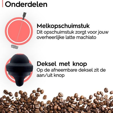 Elektrische Melkopschuimer RVS - schuimer Handmatig- Melkschuimer - Anti aankoek Glas - Melkopschuimer - Draadloos Melk Opschuimer voor Cappuccino - Latte Macchiato-BPA Vrij- Roestvrijstaal - Geschikt voor alle soorten Melk - Opschuimen en Verwarmen
