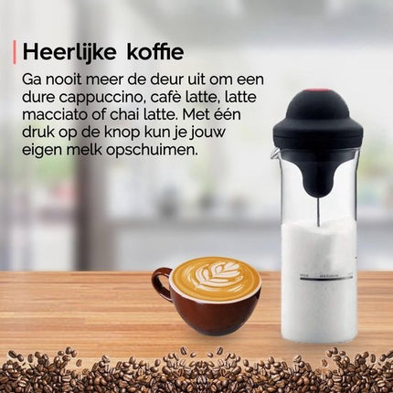 Elektrische Melkopschuimer RVS - schuimer Handmatig- Melkschuimer - Anti aankoek Glas - Melkopschuimer - Draadloos Melk Opschuimer voor Cappuccino - Latte Macchiato-BPA Vrij- Roestvrijstaal - Geschikt voor alle soorten Melk - Opschuimen en Verwarmen