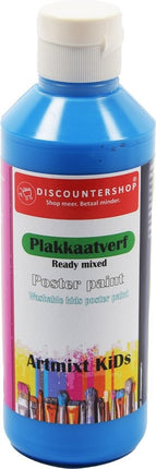 Plakkaat- plakkaatverf Discountershop - Plakkaat verf Basic waterbasis 6 stuks 250 ML - plakkaatverf uitwasbaar Plakkaatverf kinderen plakkaatverf op hout