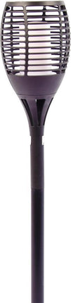 Solarlamp LED vlam 12 lampjes - elektrische fakkel solar LED 48 cm kunststof oranje/zwart - Solar tuinlampen pilaar/paal op zonne-energie - tuinverlichting - Solar LED Tuinverlichting - Tuindecoratie