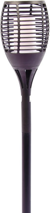 Solarlamp LED vlam 72 lampjes - elektrische fakkel solar LED 77 cm kunststof oranje/zwart - Solar tuinlampen pilaar/paal op zonne-energie - tuinverlichting - Solar LED Tuinverlichting - Tuindecoratie