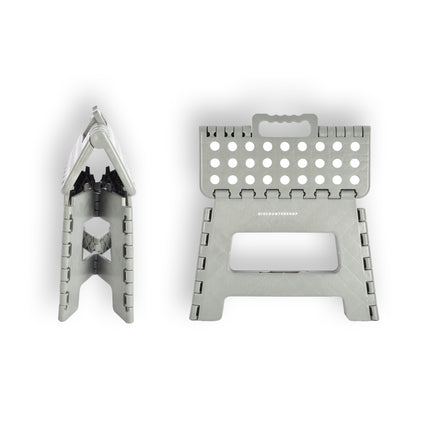 Opvouwbaar Opstapkrukje - Antislip Grijs Design - Draagkracht tot 100kg - Compact Formaat 29cm x 22cm x 22cm - Ideaal voor Camping
