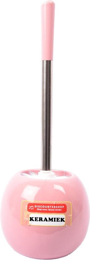 Moderne Keramische Toiletborstel set – Vrijstaand- 14.5x14x37.5 cm –Roze– Kiezelsteen – Badkamer – Toilet 