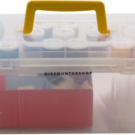 Opbergkoffer -Transportkoffer -viskoffer - gereedschapskist -2 laag| gereedschapskist - Naaidoos| naaibox transparant|5 liter 36x15x14 cm