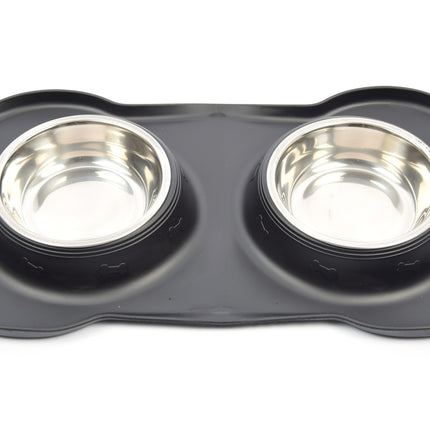  Voerbak hond van RVS 36 cm x 21 cm x 3 cm - hondenvoerbak , waterbak kat , honden drinkbak , Antislip hondenvoerbak 