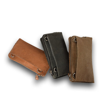 Leren portemonnee | Donker Grijs | Portemonnee Dames | Met ritssluiting | 10cm*18.5cm*3cm