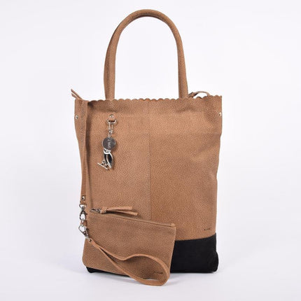 Shopper van 4East met kleine portemonnee, Leren Shopper Zichron 4East bruin