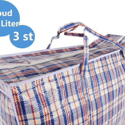 Discountershop® XXXL opbergtas 130 liter met rits – Jumbo shoppers met rits 6 stuks - opbergtas