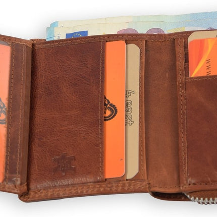 Portemonnee vachetta leer| Portemonnee dames - portemonnees heren - Portemonnee pasjes - RFID Protected Anti skim - 4East - 4E-209-