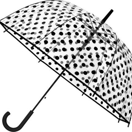Transparante Bruidsparaplu met Retro-ontwerp – Koepelparaplu Polka Dot Ø86cm – Winddichte Bubbleparaplu - PVC Trouwparaplu met Haak