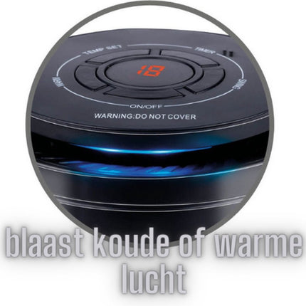 Alpina Elektrische Kachel - Heater - Draagbaar en Compact - Warme- en Koude Lucht - Timer - Digitale Thermostaat - Zwart