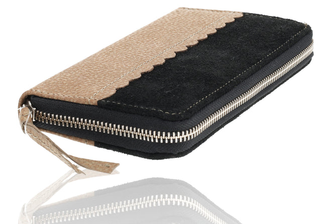 Portemonnee Dames met Ritssluiting | 20x10x2.5cm | 12 Pasjeshouders, Briefgeld & Muntvak - Cadeau voor Vrouwen & Mama | Echt Leren Portefeuille Beige voor Dames  