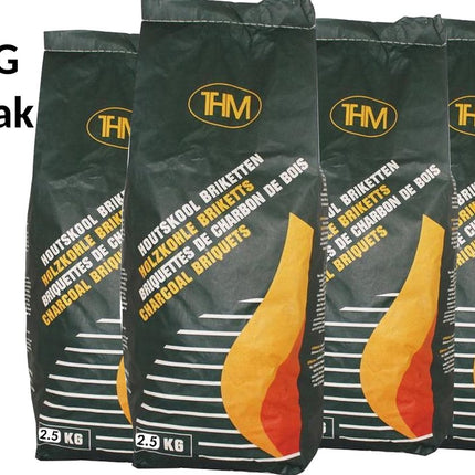 4 X houtskoolbriketten van 2.5 KG inclusief aanmaakblokjes 64 Stuks - Barbecue - BBQ - 4 Stuks - Totaal 10 KG
