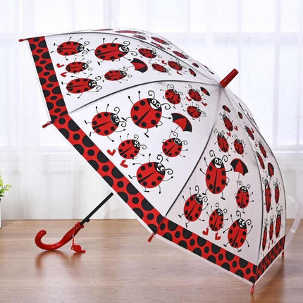 Kinderparaplu met Lieveheersbeestjes print 96 cm paraplu - Disney Kinderparaplu 96 cm automatische paraplu met Transparant en Fluitje inbegrepen