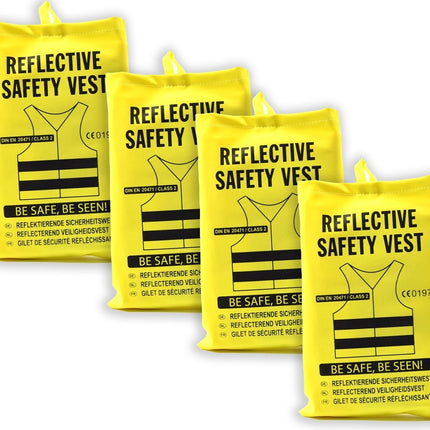 Veiligheidshesje 4 stuks in de verpakking - 4x veiligheidsvest in mooi zak Geel| Veilig safety | Veiligheidshesje | Bouw | Verkeer | veiligheidsvest voor veiligheidswaarschuwing - Geel