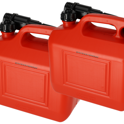 Kunststof Brandstof Jerrycan - 5 Liter elk - Rood - Polyethylene Benzinekan - met Schenktuit en Kraan - Voor Gasoline, Diesel, Petrol & Meer 