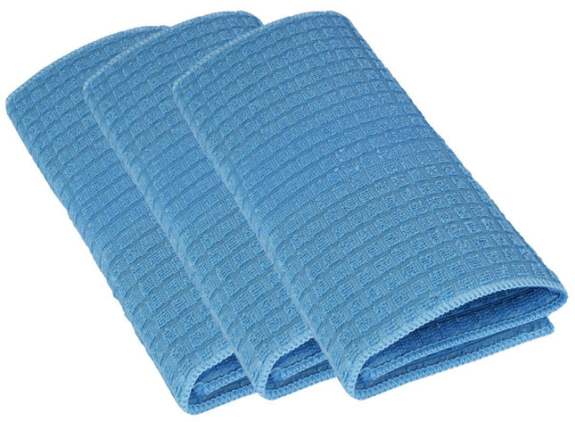 Set van 3 Kleurrijke Vaatdoeken - Blauw - Polyester en Katoenmix - 80 gm - 30x40 cm