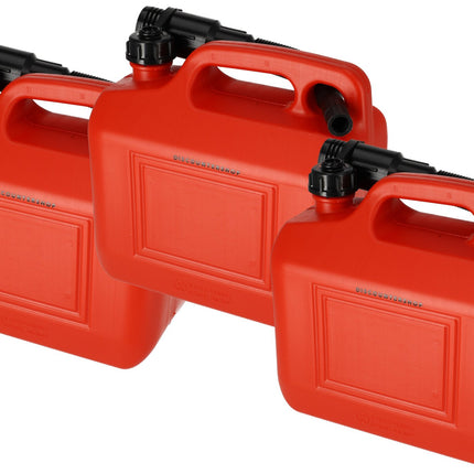 3x Kunststof Brandstof Jerrycan - 5 Liter Rood - Benzinekan met Schenktuit en Kraan - Voor Benzine, Diesel, Petrol & Meer - Heavy Duty