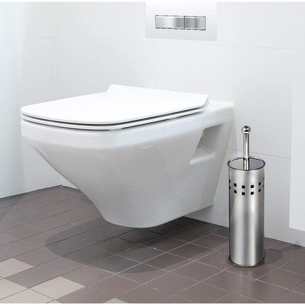 3 Stuks Toiletborstel RVS - Wcborstel Rvs - RVS Toiletborstel in houder - Toiletborstelhouder - Wc borstel - Toiletborstel - Zilver - RVS