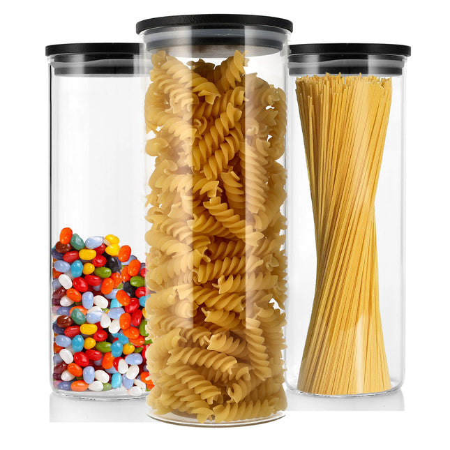 Glazen Voorraadpotten 1050ML - Set van 3  | BPA-vrij | Bewaarpot voor o.a. Pasta, Rijst, Koffie 