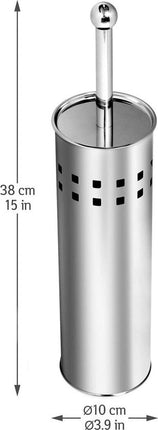 Hedendaagse Zilveren Rvs Toiletset - Inclusief Stijlvolle Houder - Afmetingen: 9,8 x 37,5 x 37 cm - Gewicht: 351 G 