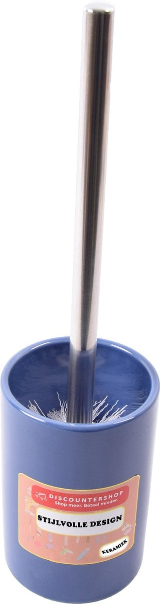 Toiletborstel met houder keramiek Toiletborstel 37 cm - keramiek - RVS Navy 2-delig 