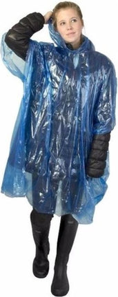 Wegwerp regenponcho transparant/blauw voor volwassenen |uniseks | Regenjas capuchon | Lichtgewicht |Regen | wegwerpponcho