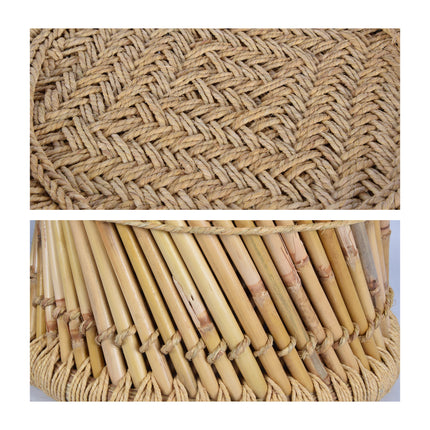 Lichtbruine Bamboe Salontafels Set van 2 | Grote en Kleine Tafel | 37.5cm en 30.5 cm | Multifunctionele Krukjes en Zitmeubelen